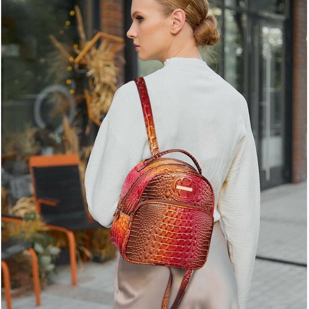 Mini Crocodile Embossed Pattern Vegan Leather Bac… - image 2